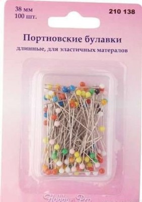 210138 Булавки портновские длинные, для эласт. мат-лов Hobby&Pro (уп.100шт.)0